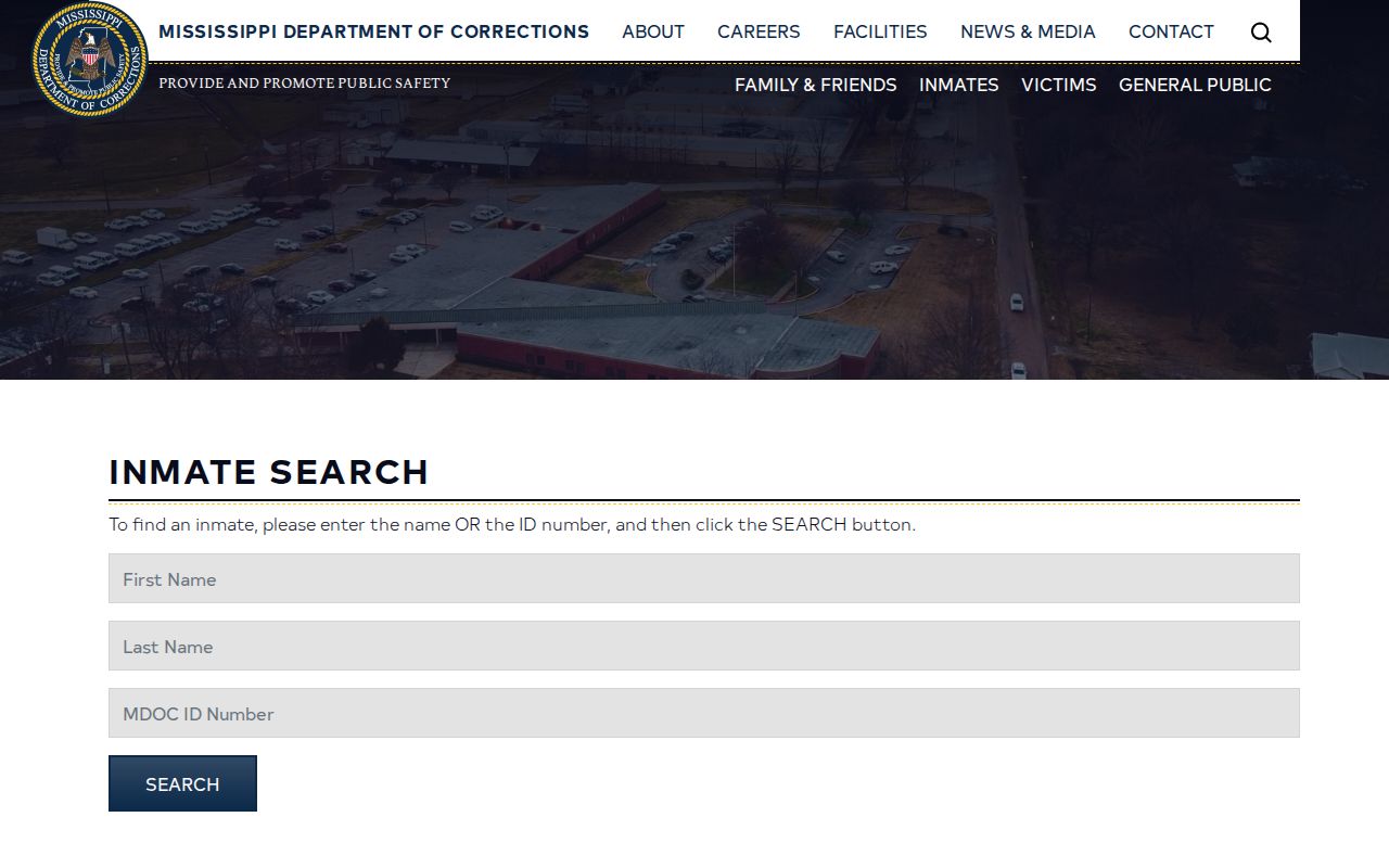 MDOC search fields for Wilkinson County released inmate records