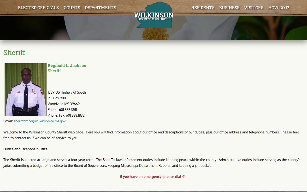 Wilkinson County 72-hour release record Sheriff contact source